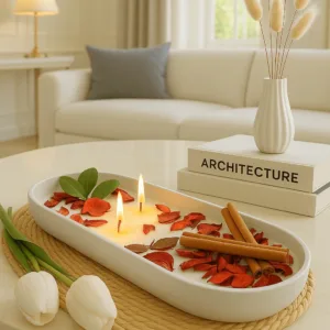 Premium Beton Kase İçinde İnci Tozu Mum Tasarımı