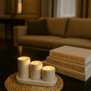 3’lü Tealight Mumluk Seti | Sunum Altlıklı Dekoratif