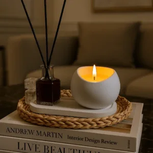 Dekoratif Kokulu Mum ve Oda Kokusu Seti | Sunum Altlıklı