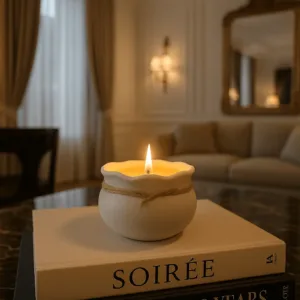 El Yapımı Taş Kapta Mum – Dekoratif ve Aromatik Kokular