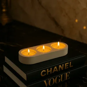 3 Bölmeli Tealight Mumluk – Minimalist Dekoratif Tasarım