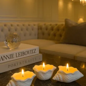 3'lü Zarif Deniz Kabuğu & Kokulu Dekor Mum