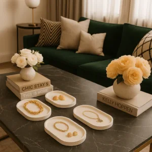 Premium Taş Tozu 4’lü Dekoratif Alt Sunumluk Set